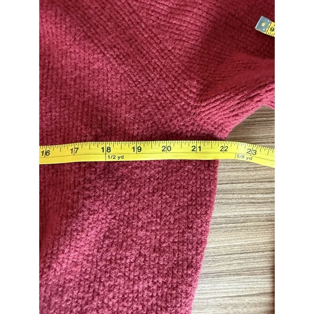 J Crew Waffle Crewneck Sweater Supersoft Yarn Wool Alpaca Red Long Sleeve Shirt